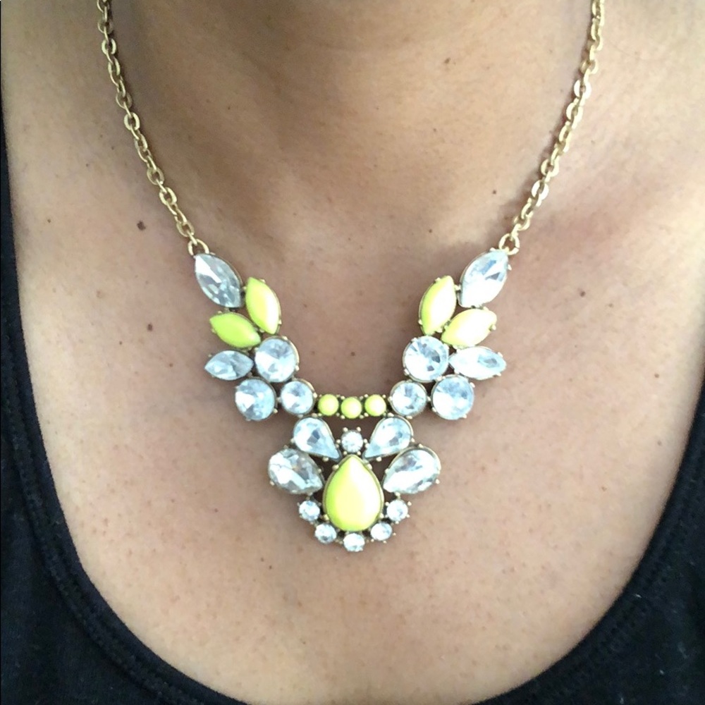 J. Crew neon and crystal diamond necklace